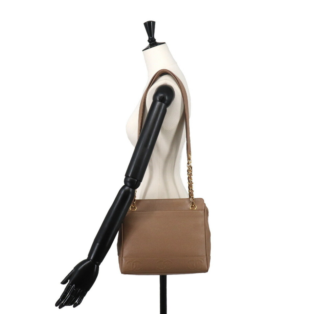 Chanel Triple Coco Chain Shoulder Handbag, Caviar Leather, Light Brown, Gold ... - Picture 10 of 10